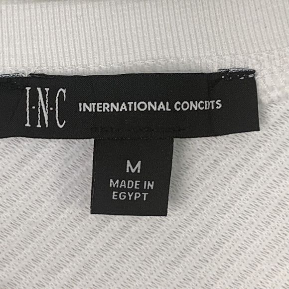 INC International Concepts Sweatshirt Women M White NWT Diagonal Knit Zip Pocket - Picture 4 of 9